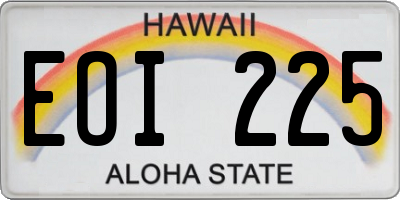 HI license plate EOI225