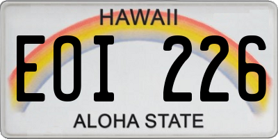 HI license plate EOI226