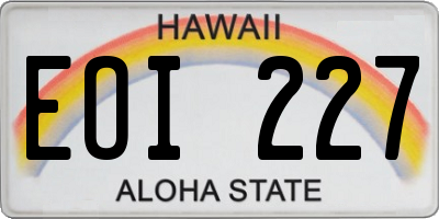 HI license plate EOI227