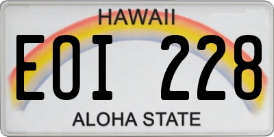 HI license plate EOI228