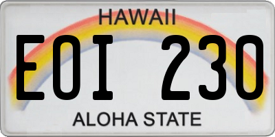HI license plate EOI230