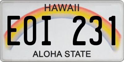 HI license plate EOI231