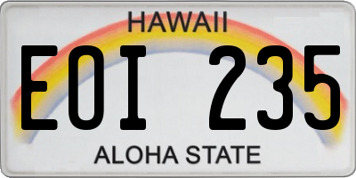 HI license plate EOI235
