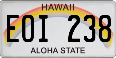 HI license plate EOI238