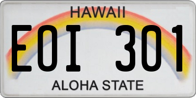 HI license plate EOI301