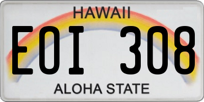 HI license plate EOI308