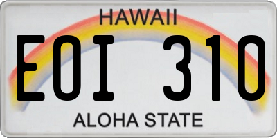 HI license plate EOI310