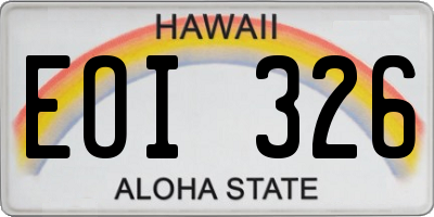 HI license plate EOI326