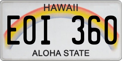 HI license plate EOI360