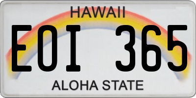 HI license plate EOI365