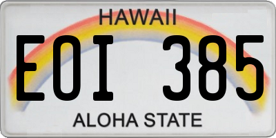 HI license plate EOI385