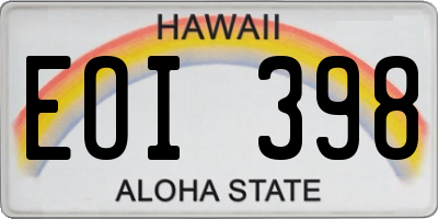 HI license plate EOI398