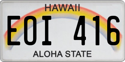 HI license plate EOI416