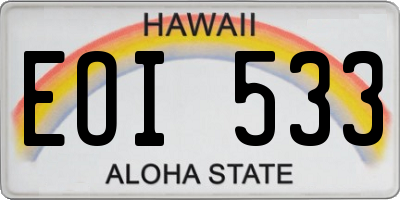 HI license plate EOI533