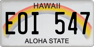 HI license plate EOI547
