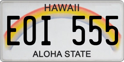 HI license plate EOI555
