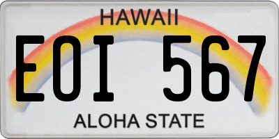 HI license plate EOI567