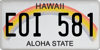 HI license plate EOI581