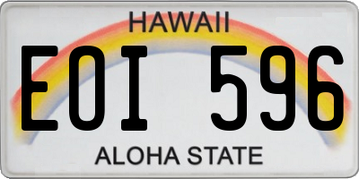 HI license plate EOI596