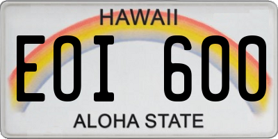 HI license plate EOI600