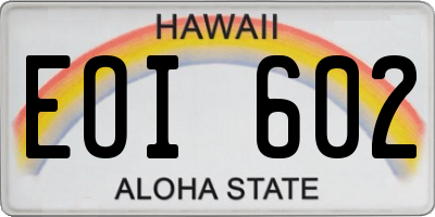 HI license plate EOI602