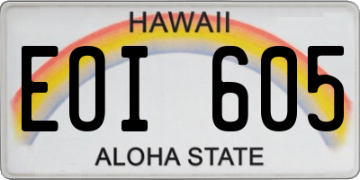 HI license plate EOI605