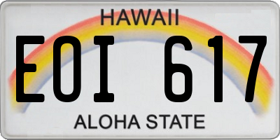 HI license plate EOI617