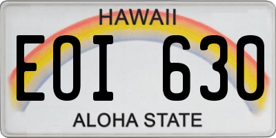HI license plate EOI630