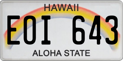 HI license plate EOI643