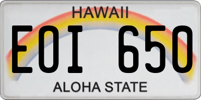 HI license plate EOI650