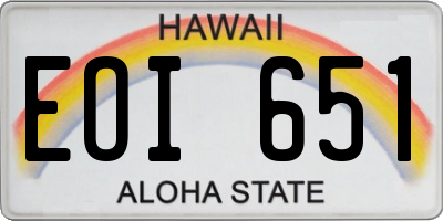 HI license plate EOI651