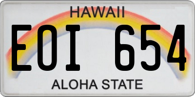 HI license plate EOI654
