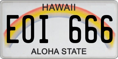 HI license plate EOI666