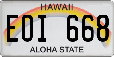 HI license plate EOI668