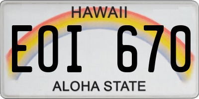 HI license plate EOI670