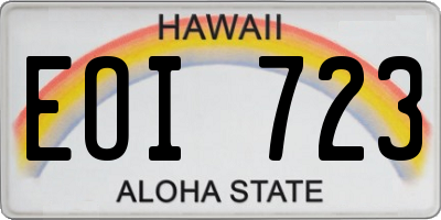 HI license plate EOI723