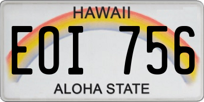 HI license plate EOI756