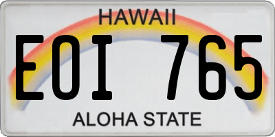 HI license plate EOI765