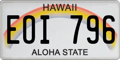 HI license plate EOI796