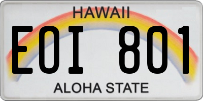 HI license plate EOI801