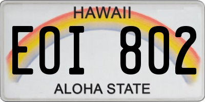 HI license plate EOI802