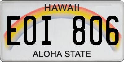HI license plate EOI806