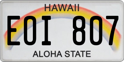 HI license plate EOI807