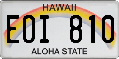 HI license plate EOI810