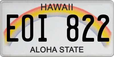 HI license plate EOI822