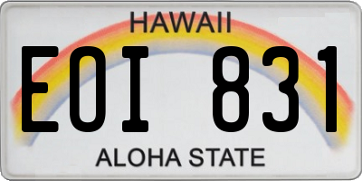 HI license plate EOI831