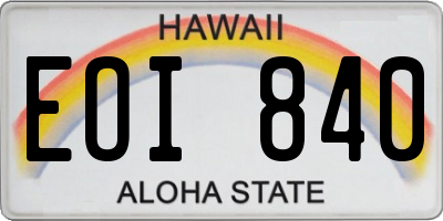 HI license plate EOI840