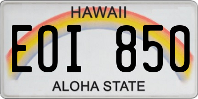 HI license plate EOI850