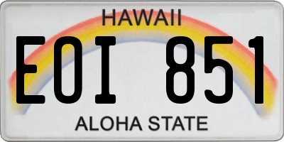 HI license plate EOI851