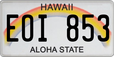 HI license plate EOI853